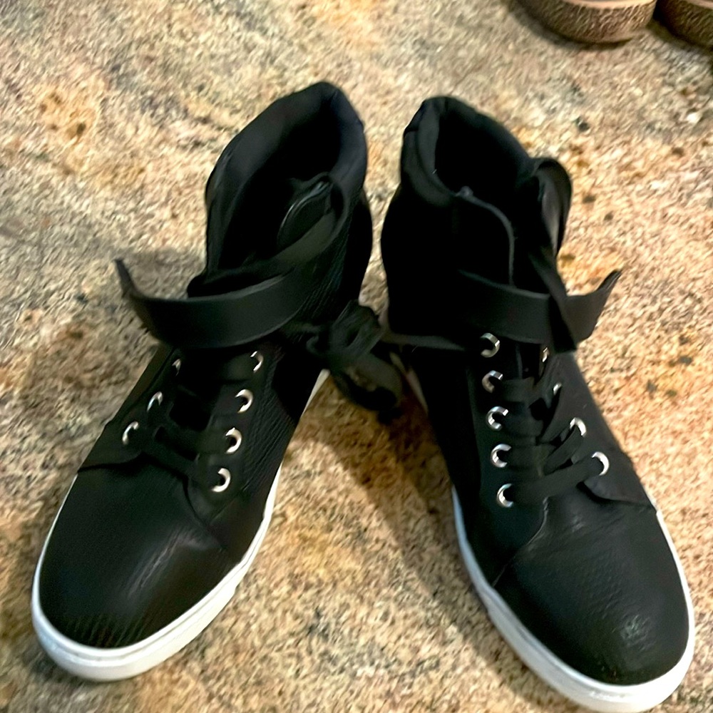 Athlefit Women's Lace Up Wedge Sneakers High Top Fashion Sneakers Ankle Booties